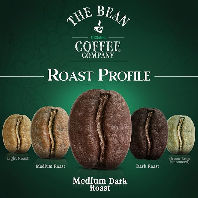 The Bean Organic Coffee Company Breakfast Blend Medium Dark Roast Ground Coffee 16-Ounce Bags (Pack of 2)Café molido tostado organico