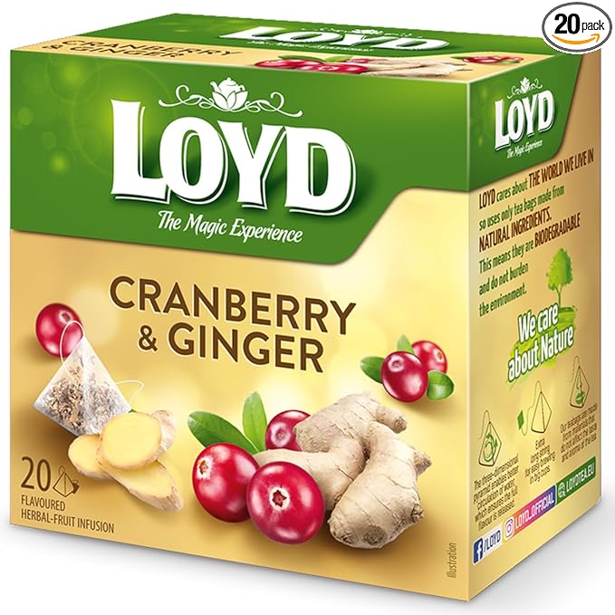 Loyd Cranberry &amp Ginger Pyramid Tea 20 Bags (Pack of 10)