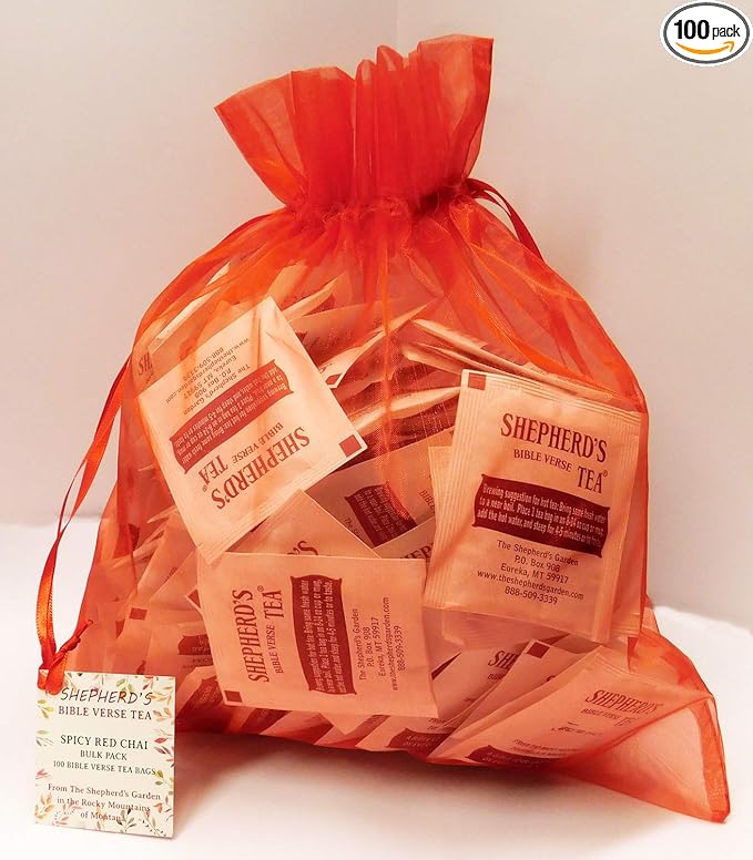Shepherd's Bible Verse Tea - Bulk Bag - 100 Tea Bags - Spicy Red Chai