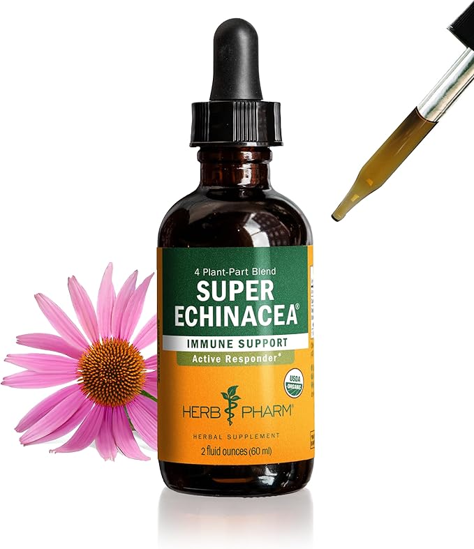 Herb Pharm Super Echinacea® Liquid Extract: USDA Organic Immune Support for Year-Round | Fast-Absorbing Echinacea Tincture 4 Plant-Part Blend: Root Leaf Flower &amp Seed | Up to ~6 Week Supply 2