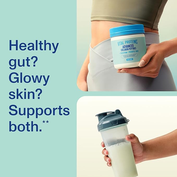 Vital Proteins® Advanced Collagen + Colostrum + Prebiotic Fiber 2.5g VERISOL® Collagen Peptides Supports Gut Immune Health** Hair Skin &amp Nail Support**