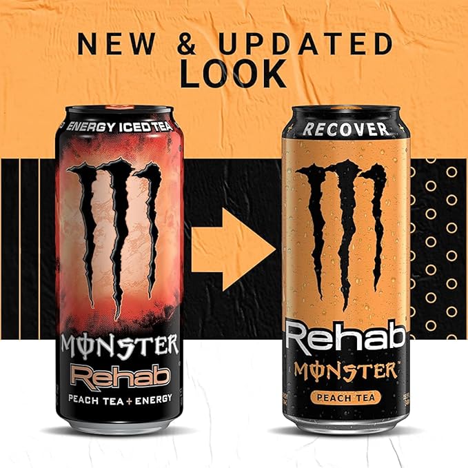 12 Pack - Monster Rehab - Peach Tea + Energy - 15.5oz