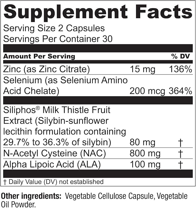 LiverWell Liver Cleanse Rejuvenation Metabolic Support - Liver Supplement for Liver Health w/Highly Bioavailable Milk Thistle Extract N-Acetyl Cysteine Alpha Lipoic Acid Zinc Selenium - 60 Caps