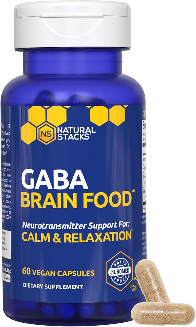 NATURAL STACKS GABA Brain Food + Apigenin Supplement for Sleep Bundle - Supports Relaxation and Sleep* - 180 Total Capsules
