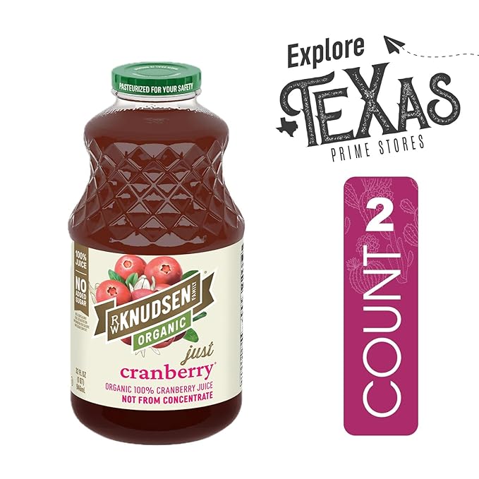 R.W. Knudsen Organic 2-Pack Organic Just Cranberry Fruit Juice 100% USDA Organic 32 fl oz Glass Bottle + 1 Utility Freebie by Lavinia