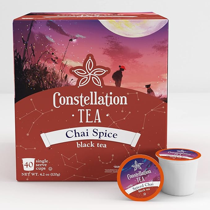 Constellation Tea Spiced Chai Black Tea Pods Compatible with K Cup Brewers Including 2.0 40 Count