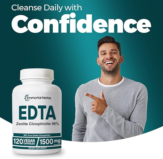 EDTA Capsules 1500mg with Zeolite 98% and Milk Thistle 120 Pills Non-GMO &amp Gluten Free Calcium Disodium EDTA Supplement