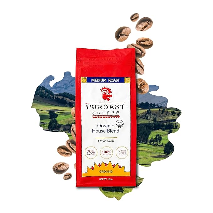 Puroast Low Acid Ground Coffee Bold House Blend High Antioxidant 2.5 Pound Bag