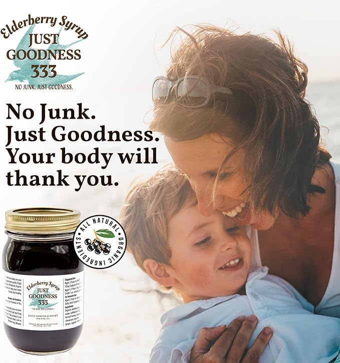 All Natural Elderberry Syrup (16 fl oz) for Adults and Kids Daily Immune Support Herbal Supplement with Antioxidants Organic Sambucus Elderberry