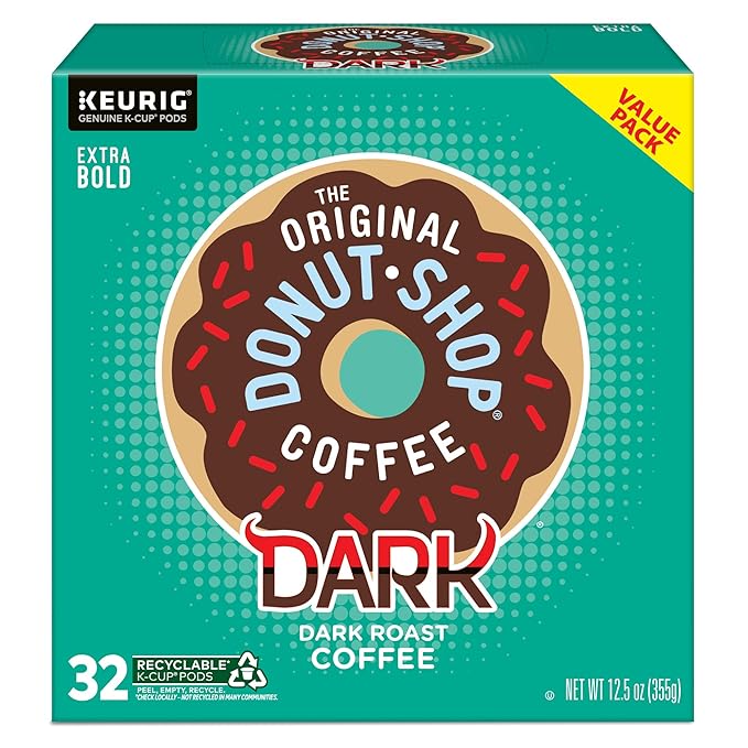 The Original Donut Shop Dark Keurig Single Serve K-Cup Pods Dark Roast Coffee Pods 32 Count