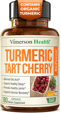 Turmeric Curcumin Supplement with 10:1 Tart Cherry Extract &amp Celery Seed Extract – Natural Uric Acid Balance Joint Health &amp Sleep Aid – Turmeric Curcumin with Black Pepper – 180 Tart Cherry C