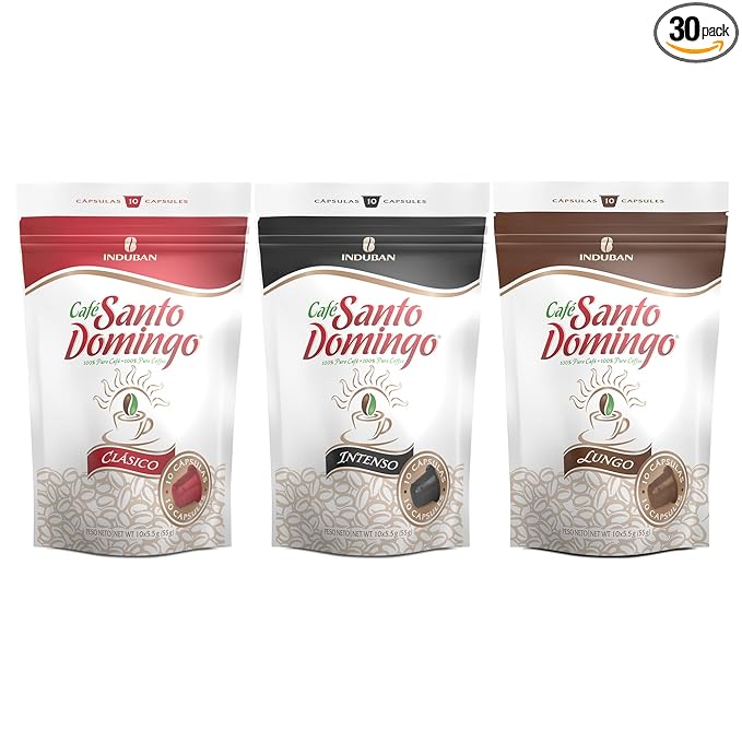 Santo Domingo Coffee Capsules Bundle: Classic Intenso Lungo – 30 Count Variety Pack - Compatible with Nespresso Original Brewers · Products from the Dominican Republic