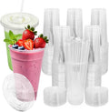 [200 SETS] 32 oz Cups with lids Plastic cups with lids and straws iced coffee cup suitable for takeout iced coffee cold drinks smoothies juices parfaits Frappuccinos and milkshakes.