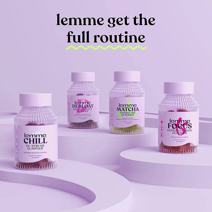 Lemme Focus Concentration &amp Brain Health Gummies with Cognizin Citicoline Lion's Mane Mushroom Vitamin B12 to Support Focus + Concentration - Gluten Free Caffeine Free Strawberry (50 Count)