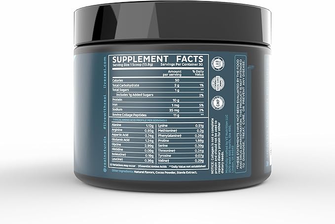 Zeal Naturals Hydrolyzed Collagen Peptides Powder 10g Protein | Grass-Fed Collagen for Women &amp Men | Essential Amino Acids | Hair Skin Nails Bone Health | 30 Servings Pure Chocolate