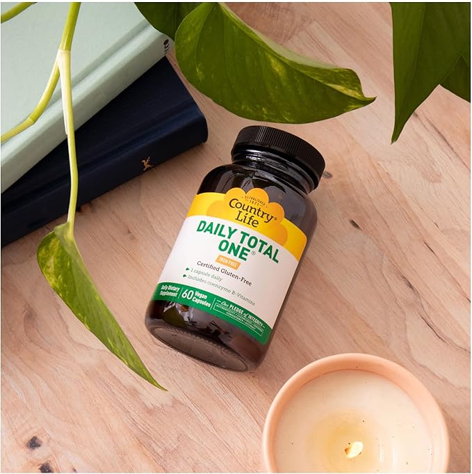 Country Life Daily Total One Multivitamin Iron Free Once a Day Multivitamin &amp Multimineral Complex Vitamins A C D Including Coenzyme B-Vitamins Supports Energy Metabolism 60 Vegan Capsules