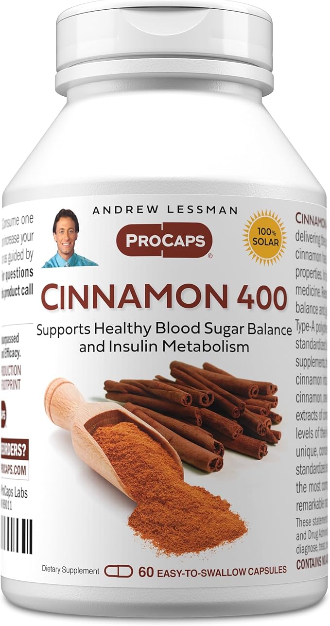 ANDREW LESSMAN Cinnamon 400mg - 60 Capsules - High Potency Standardized Extract. No Additives. Small Easy to Swallow Capsules