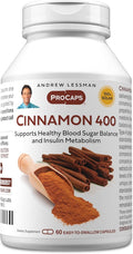 ANDREW LESSMAN Cinnamon 400mg - 60 Capsules - High Potency Standardized Extract. No Additives. Small Easy to Swallow Capsules