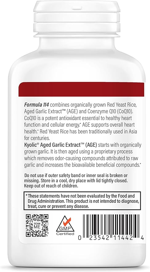 Kyolic Aged Garlic Extract Formula 114 Red Yeast Rice CoQ10 150 Capsules