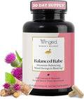Winged Wellness Balanced Babe Hormone Balance &amp Estrogen Detox Supplement for Women - 100mg DIM &amp Milk Thistle for PMS Bloating Cramps Mood Hormonal Acne &amp PCOS Support 60 Capsules