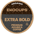 EKOCUPS Organic Extra Bold Roast Coffee Pods Extra 30% More Coffee Per Cup Artisan Fair Trade Dark Roast Extra Bold for Keurig K Cup Machines Recyclable Pods 40 Count