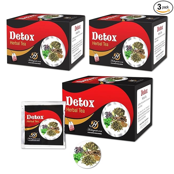 Herboganic Detox Herbal Tea - Wide Variety of Flavors and Benefits | Natural Ingredients | Digestion Support Immune Boost and More | 60 Tea Bags
