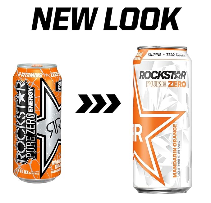 Rockstar Energy Drink Pure Zero Mandarin Orange 16oz Can