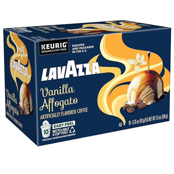 Lavazza Vanilla Affogato Coffee Single Serve Keurig K-Cup Pods Flavored Coffee 60-Count Box (6 Packs of 10)