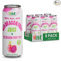 VINUT 100% Red Dragon Fruit Juice with Pulp (Pitaya) No Added Sugar Not From Concentrate 16.57 fl oz (490 mL) Can Pack of 6