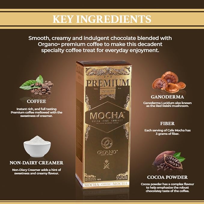 4 Boxes ORGANO Gourmet Cafe Mocha (60 sachets)