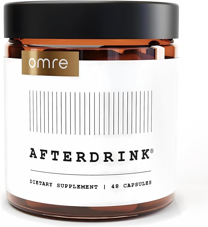 omre AfterDrink Restore Pills with Milk Thistle DHM Vitamin B Ginger &amp Herbal Extracts - Pre &amp Post Drinking Supplement with Liver Support for Better Mornings - Made in USA (48 Caps)