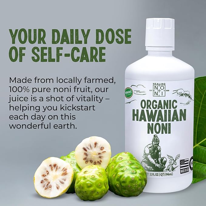 Healing Noni - 1-Pack Plastic Bottle 32oz - 100% Pure Hawaiian Organic Noni Juice - USDA Certified Organic