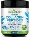 ForestLeaf Collagen Peptides Powder Unflavored - Hydrolyzed Grass Fed Keto Collagen Protein Powder Type 1 2 &amp 3 - Vital Hair Skin Nails Joints Recovery 11g Per Serving