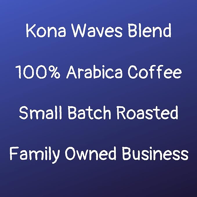 River Moon Coffee Kona Coffee Ground Medium Roast 16 Ounces Kona Waves Hawaiian Blend Sustainably Farmed 100% Arabica