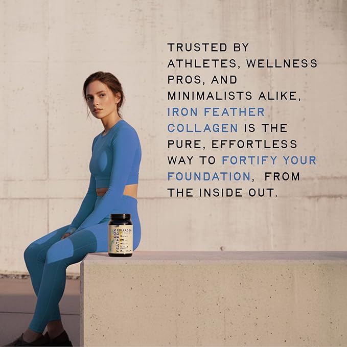 Iron Feather Collagen Powder | Vanilla | Multi-Collagen Protein with Vitamin C | Supports Joints Tendons Recovery Skin Hair and Nails | 10g Protein per Scoop | Clean and Functional Nutrition