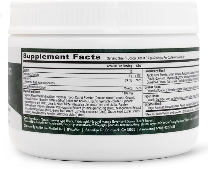 VIDAPURA Mighty Maca Plus Mango by Dr. Anna Cabeca – Superfood Greens Powder for Daily Energy &amp Vitality – Sugar-Free Vegan Alkaline 30-Day Supply
