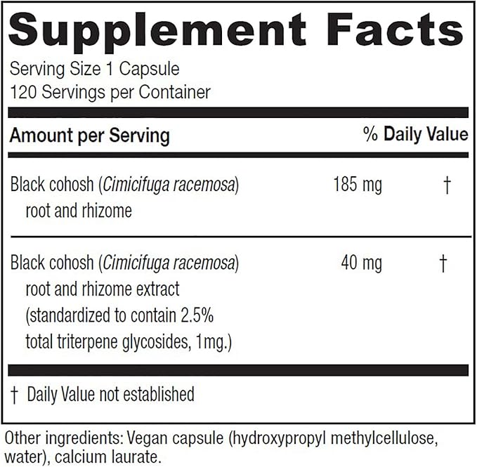 Vitanica Black Cohosh Cimicifuga Extract Plus Vegan 120 Capsules