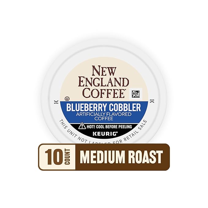 New England Coffee Blueberry Cobbler Medium Roast Single Serve Pods 10ct Box (Pack of 6)