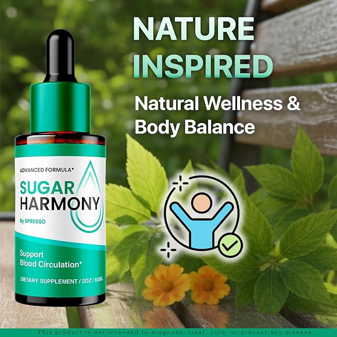 (5 Pack) Sugar Harmony Drops SugarHarmony Liquid Supplement Healthy Circulation Drops Advanced Support Formula for Maximum Strength &amp Stable Levels Sugar Harmony Dropper for Reviews (10 Oz/300m
