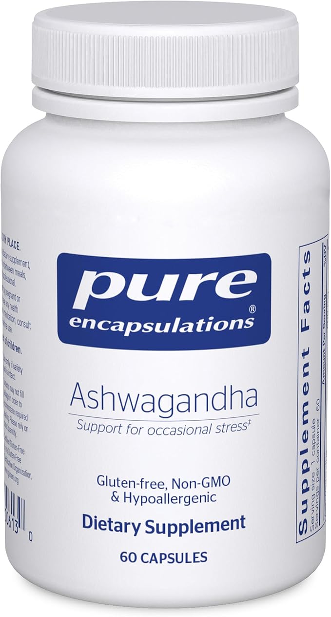 Pure Encapsulations Ashwagandha - 500 mg Ashwagandha Extract - Metabolism &amp Stress Support - Immune Support - GMO Free &amp Vegan - 60 Capsules