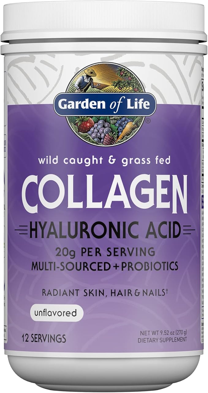 Garden of Life Collagen Beets Bundle: Multi-Sourced Collagen Hyaluronic Acid Unflavored 12 Servings + Organic Beets Detox Cranberry Pomegranate 30 Servings + Collagen Peptides Powder 14 Servings
