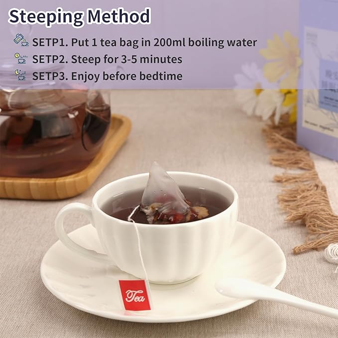 DOZO Good Night Sleep Tea Sleepytime Tea Poria Cocos Sour Jujube Kernel 8.8oz/250g(30bags) Jujube Goji Berry Gardenia Combined Herbs Soothe the Nerves &amp Support Sleep Wellness 酸枣仁茯苓百合 安神助眠 晚安睡眠茶