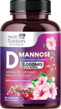 D-Mannose Supplement - 1000mg D Mannose Per Serving with Cranberry Hibiscus &amp Dandelion - Fast-Acting Natural Urinary &amp Bladder Support for Women &amp Men – Flush &amp Cleanse Impurities