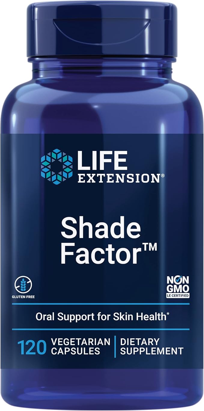 Life Extension Shade Factor Safeguard Your Skin from The Inside Out Gluten-Free Non-GMO Vegetarian 120 Capsules