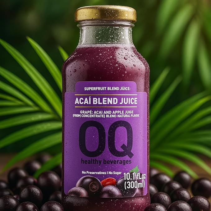 Pure Blend Açaí Juice | Antioxidant Superfruit Drink | No Sugar Added | Non GMO - Cold Pressed - Vegan - Gluten Free | Superfood Juice | 300ml (10.1 fl oz) | Pack of 12