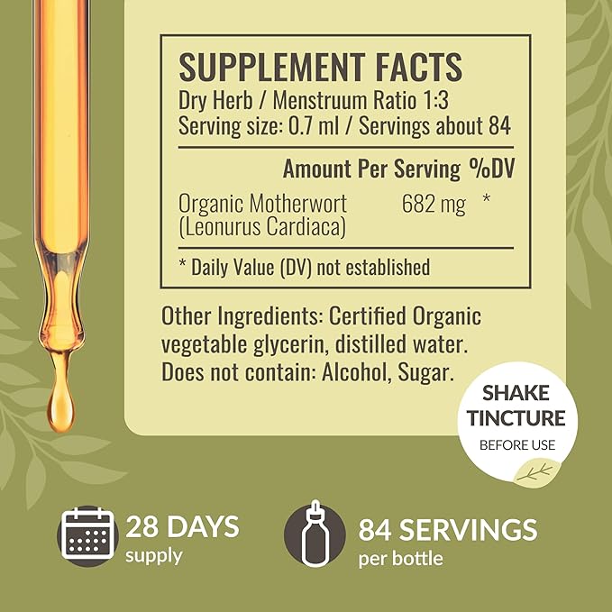 HERBAMAMA Motherwort Extract and Vitex Kit - Bundle of Motherwort Extract 2 Fl Oz &amp 1000mg Vitex Chaste Tree Berry Capsules - Vegan Non-GMO Gelatin &amp Alcohol-Free - 2 Pack