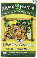 The Mate Factor Yerba Mate Energizing Herb Tea Lemon Ginger 20 Tea Bags (Pack of 3)