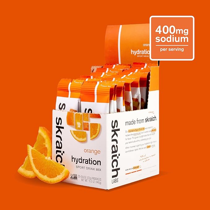 Skratch Labs Hydration Sports Drink Mix Packets – Real‑Fruit Electrolyte Powder for Fast Hydration &amp Endurance | Orange | 20 Pack | Vegan Non‑GMO Clean Ingredients