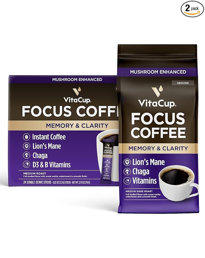 VitaCup Instant Focus Coffee 24ct &amp Focus Ground Coffee 10oz
