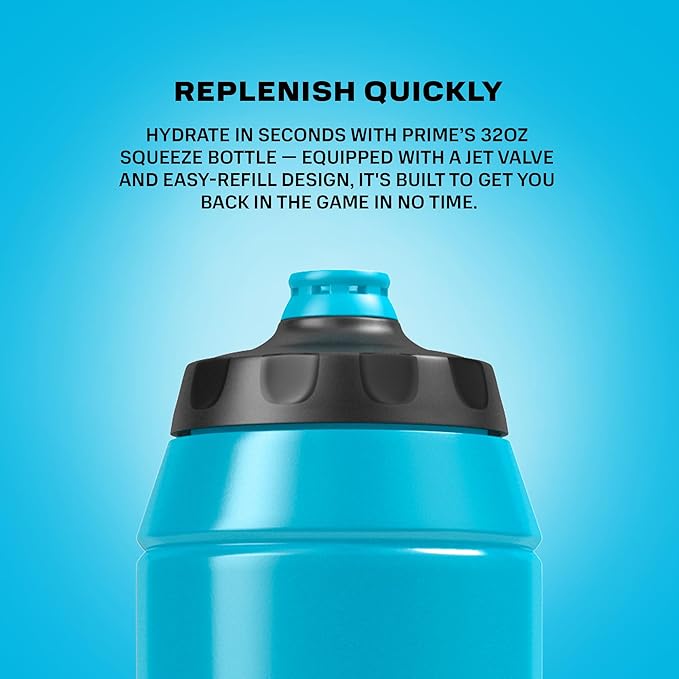 PRIME HYDRATION Berry Freeze Cherry Freeze &amp Ice Pop Sports Drinks 12 Fl Oz 15 Variety Pack &amp PRIME 32 oz Blue Squeeze Sports Water Bottles 12 Pack Bundle
